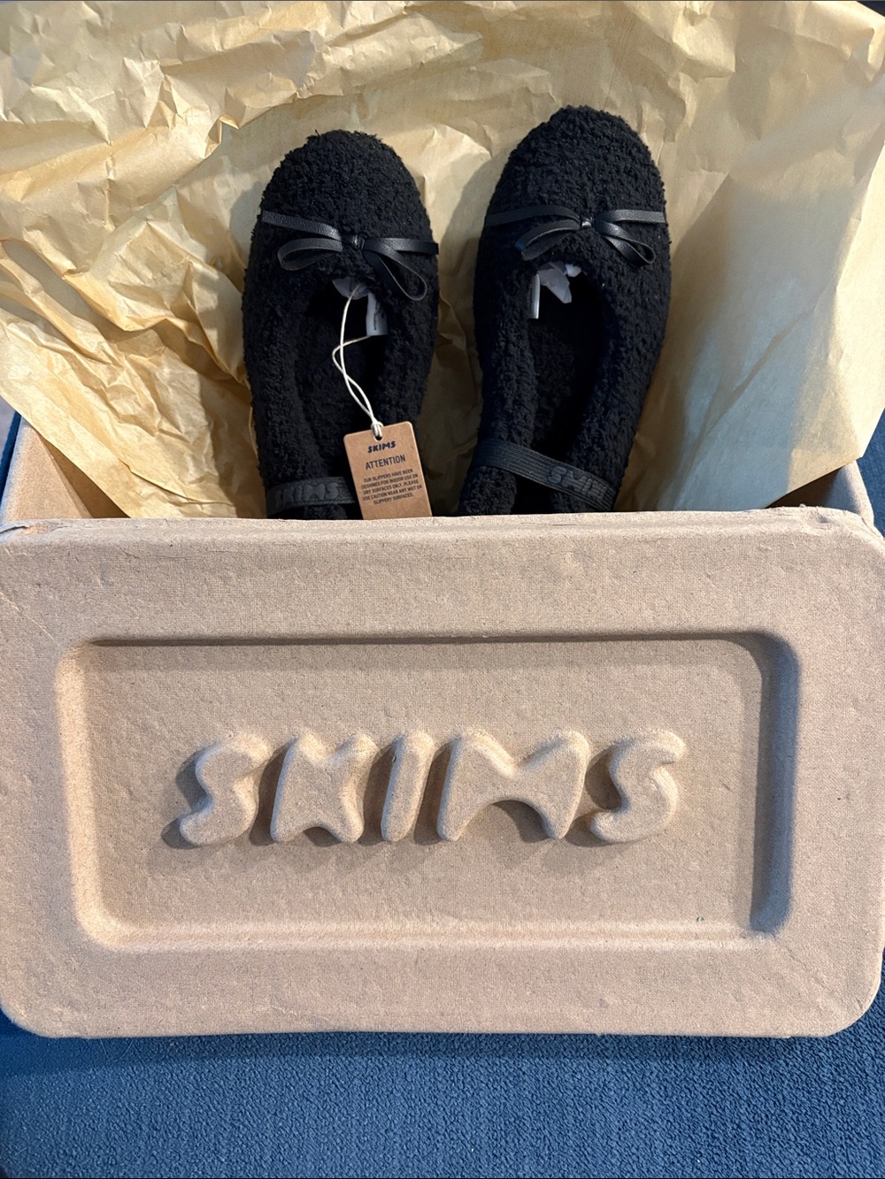 SKIMS Cozy Ballet Slippers Black